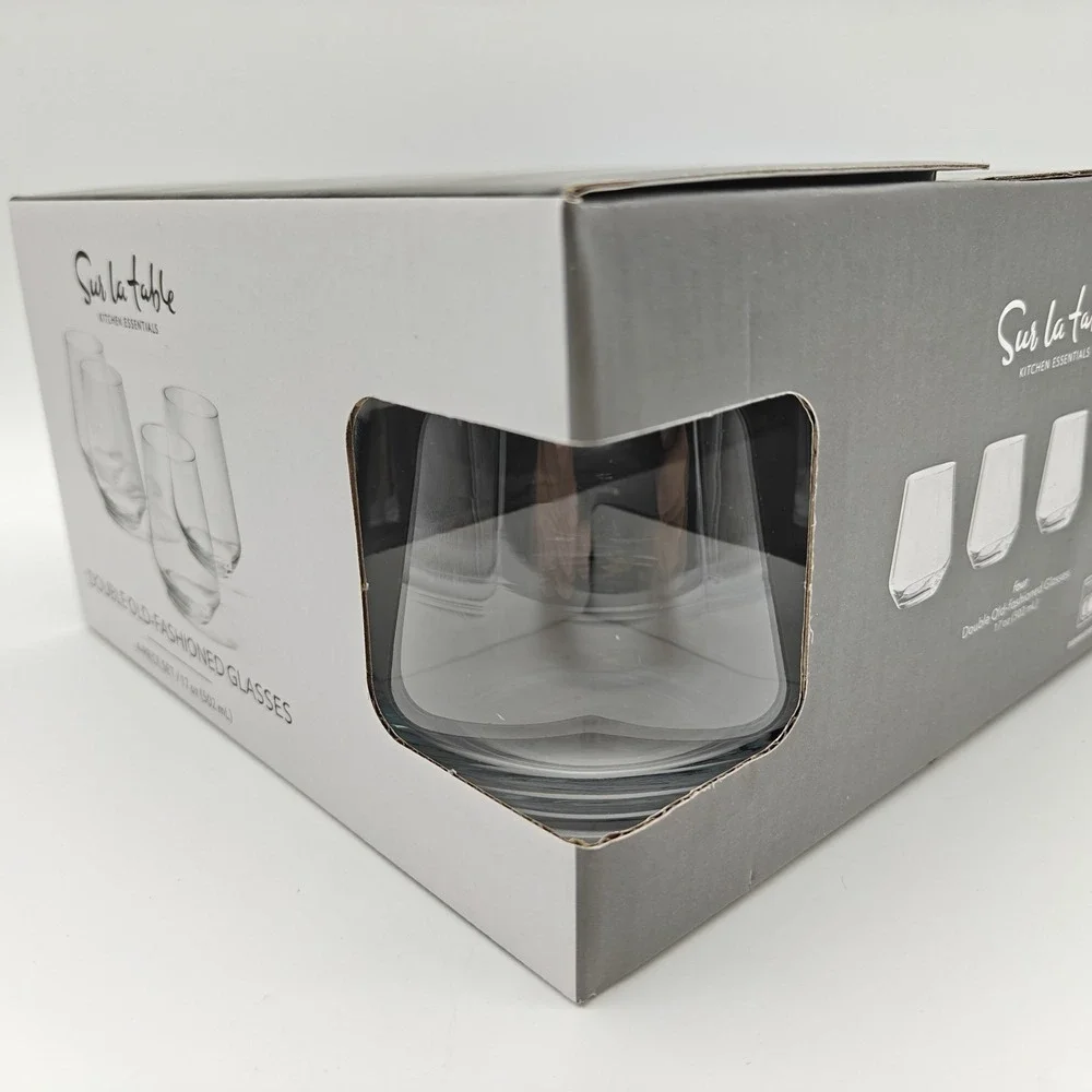 Sur La Table Kitchen Essentials Double Old-Fashioned Glasses 17oz Set of 4 NIB